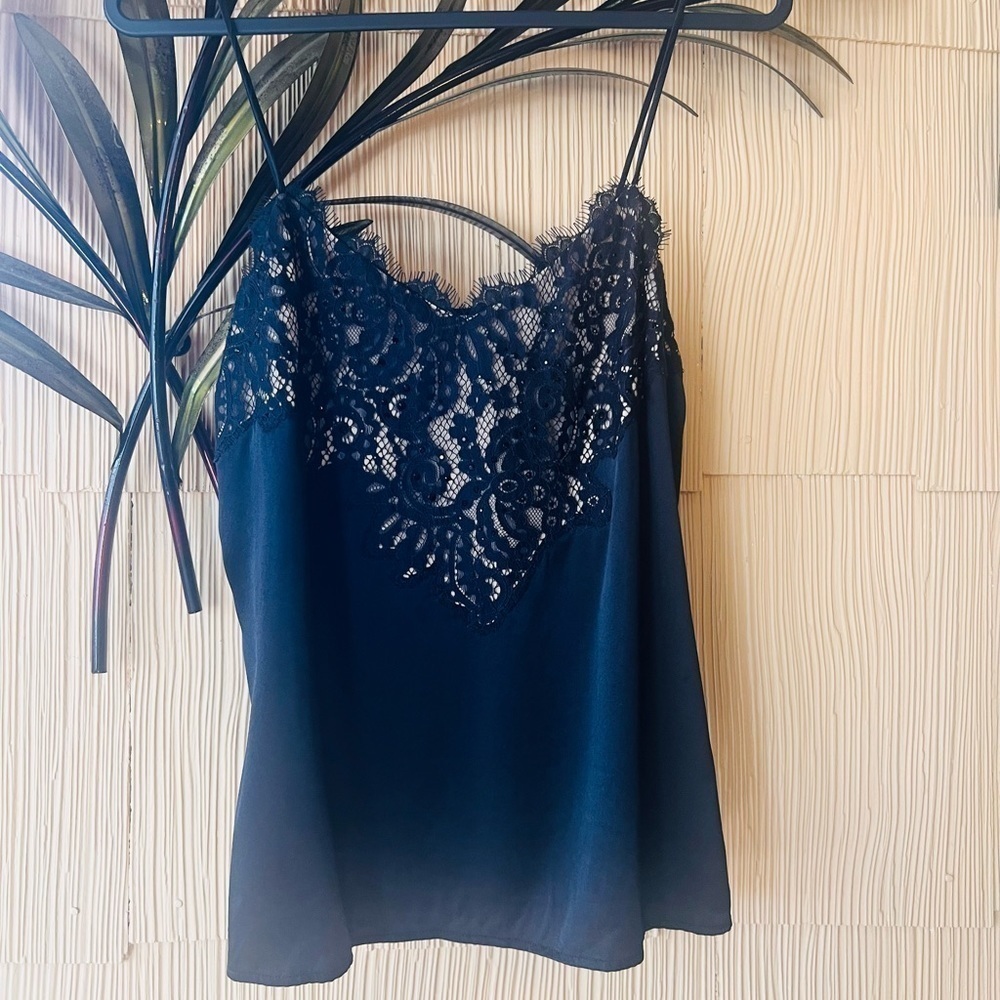 Diane Von Furstenberg Black Lace Silk Cami